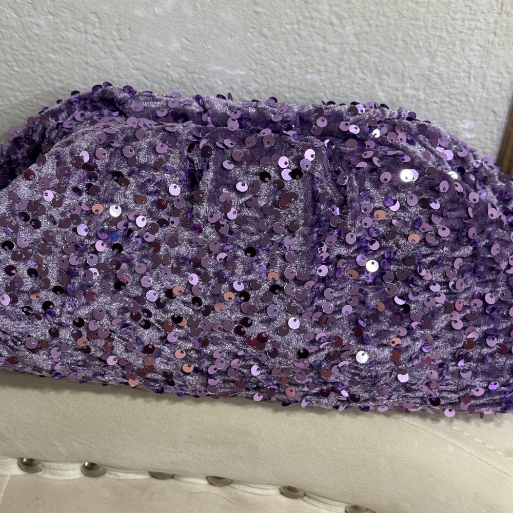 Purple Sequin Clutch Bag